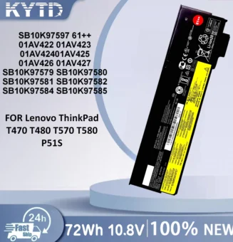 KYTD T470 61++ Laptop Battery For Lenovo ThinkPad T470 T480 T570 T580 P51S 01AV427 01AV423 SB10K97584