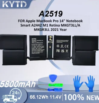 KYTD A2519 Laptop Battery For Apple MacBook Pro 14" Notebook Smart A2442 M1 Retina MKGT3LL/A MKGR3LL 2021 Year
