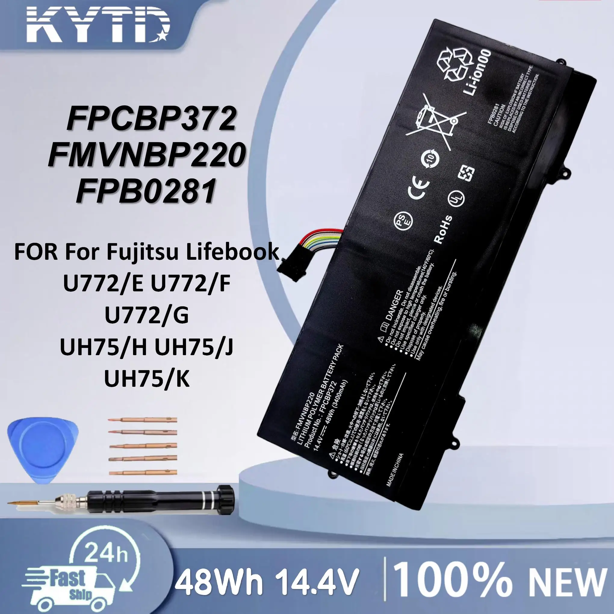 KTD 14.4V 3400mAh 48Wh Laptop Battery FPCBP372 FMVNBP220 For FUJITSU LifeBook U772 FPB0281