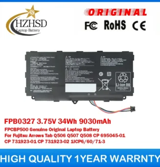 FPB0327 3.75V 34Wh 9030mAh FPCBP500 Genuine Original Laptop Battery For Fujitsu Arrows Tab Q506 Q507 Q508 CP 695045-01 731923-01