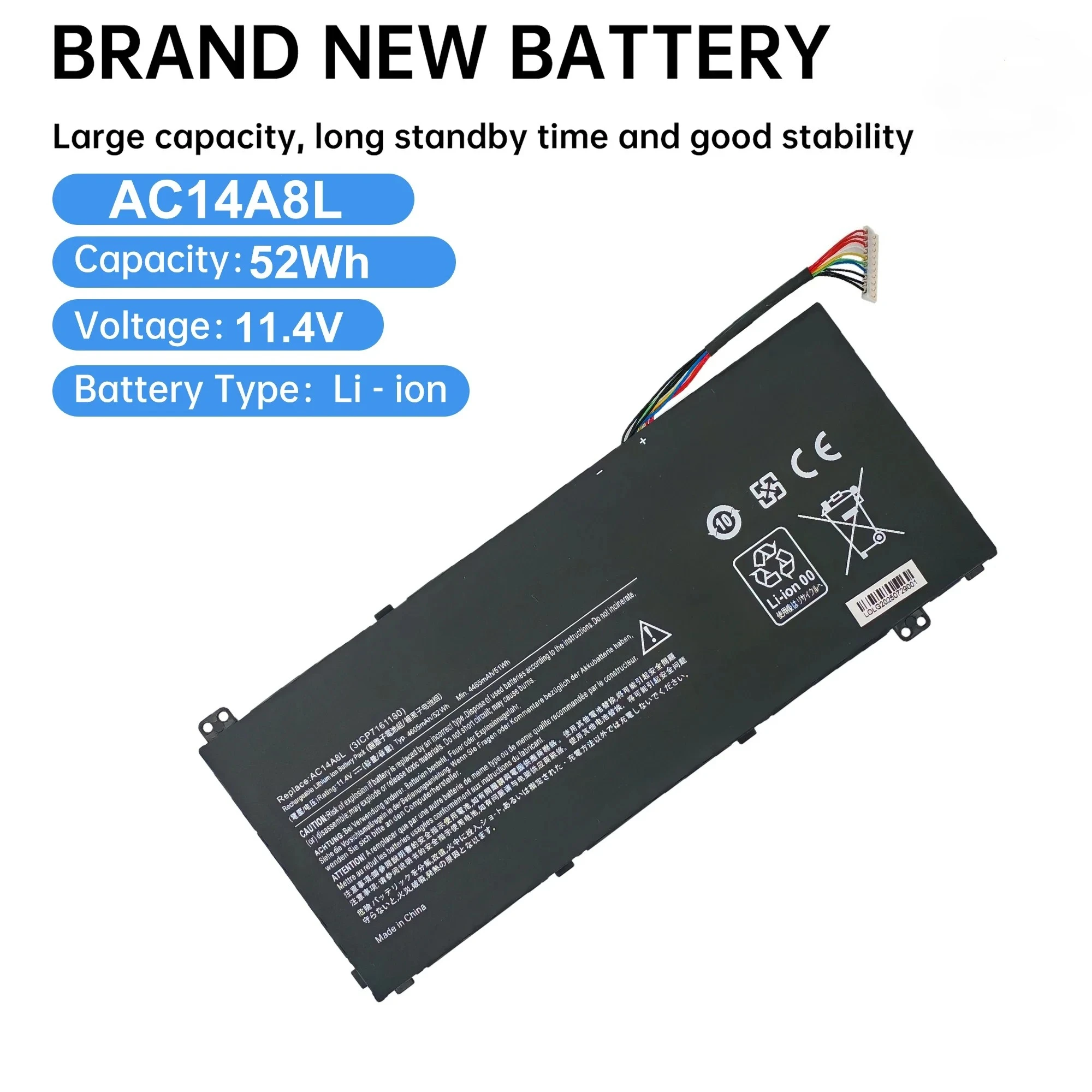 AC14A8L Laptop Battery Replace for ACER V15 Nitro Aspire VN7-571 VN7-591 VN7-571G VN7-791G VN7-591G-77A9 VN7-791 Series AC14A8L