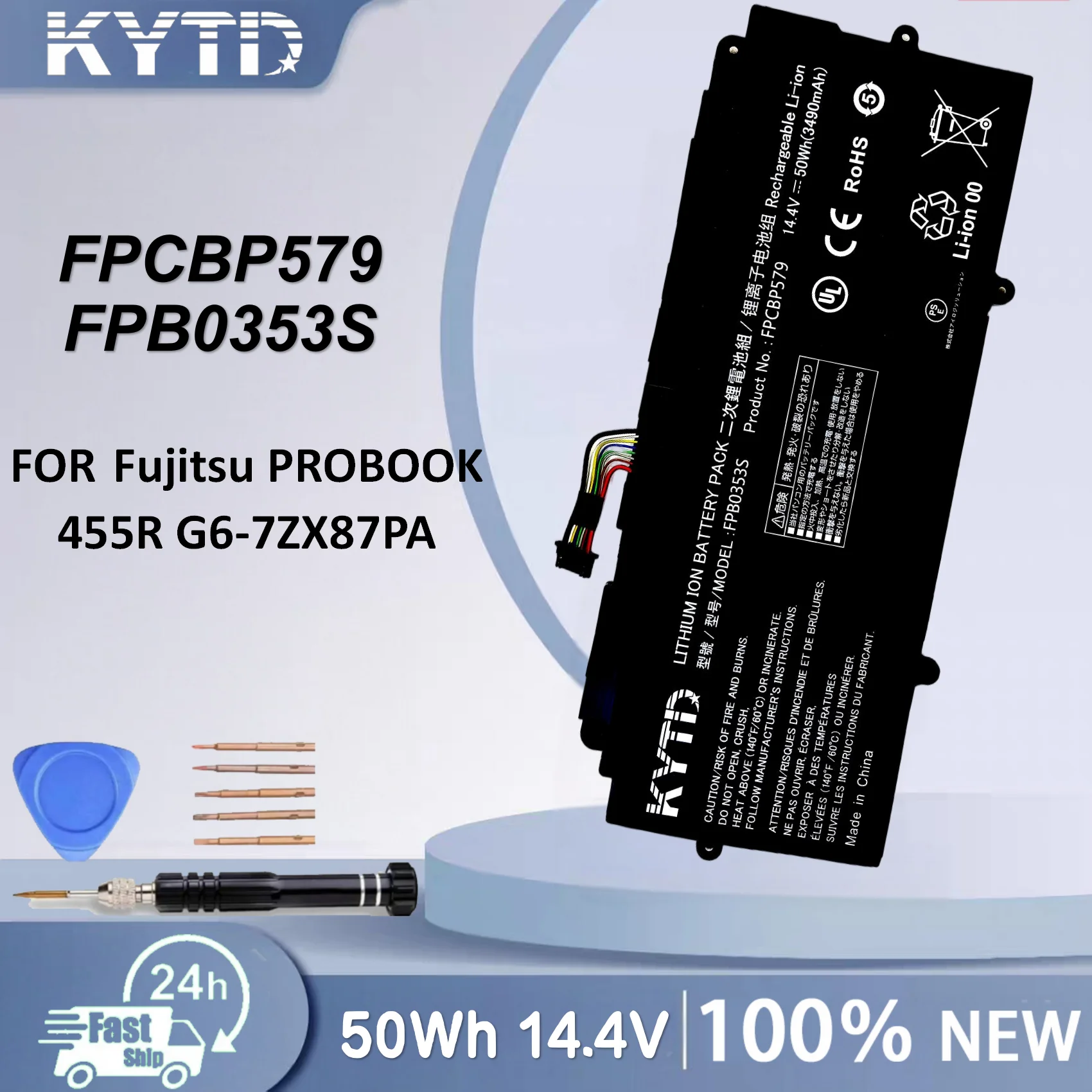 KYTD FPB0353S FPCBP579 14.4V 50Wh Laptop Battery for Fujitsu U7411 U9311 Notebook CP785912-01 CP803415-01 4INP5/60/80