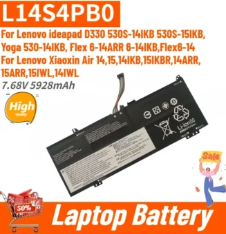 High Quality L14S4PB0 Laptop Battery 7.68V 5928mAh for Lenovo XiaoXin Air 14 14IWL 14IKBR 14ARR 15 14IWL 15IKBRL 15ARR New