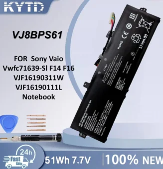 KYTD New VJ8BPS61 Laptop Battery 7.7V 51Wh 6644mAh For Sony Vaio Vwfc71639-Sl F14 F16 VJF16190311W VJF16190111L Notebook