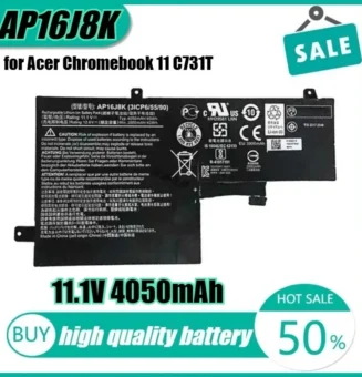 11.1V 4050mAh  AP16J8K Laptop Battery for Acer Chromebook 11 C731T C731 AP16J5K CB311-7H