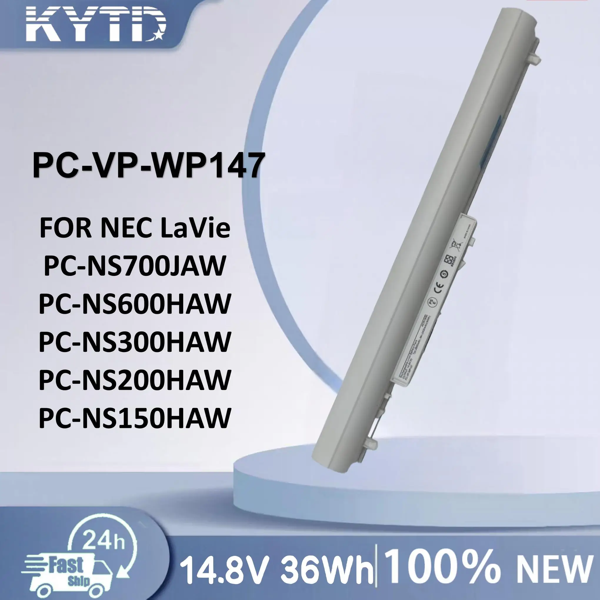 KYTD PC-VP-WP147 Laptop Battery For NEC LaVie PC-NS700JAW PC-NS600HAW PC-NS300HAW PC-NS200HAW PC-NS150HAW 14.8V-36Wh/2600mAh