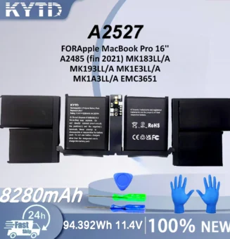 KYTD A2527 Battery for Apple MacBook Pro 16'' A2485( Late 2021) MK183LL/A MK193LL/A MK1E3LL/A MK1A3LL/A EMC3651 Free Tools