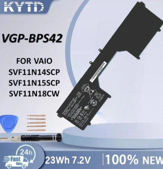 KYTD VGP-BPS42 Laptop Battery For VAIO SVF11N14SCP SVF11N15SCP SVF11N18CW Series 7.2V 23WH 3200mAh