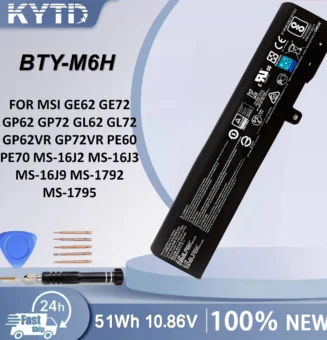 KYTD BTY-M6H Battery For MSI GE62 GE72 GP62 GP72 GL62 GL72 GP62VR GP72VR PE60 PE70 MS-16J2 MS-16J3 MS-16J9 MS-1792 MS-1795