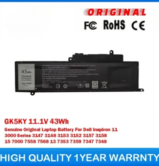GK5KY 11.1V 43Wh Genuine Original Laptop Battery For Dell Inspiron 11 3000 3147 3148 3153 3152 3157 3158 7000 7558 7568 13 7353