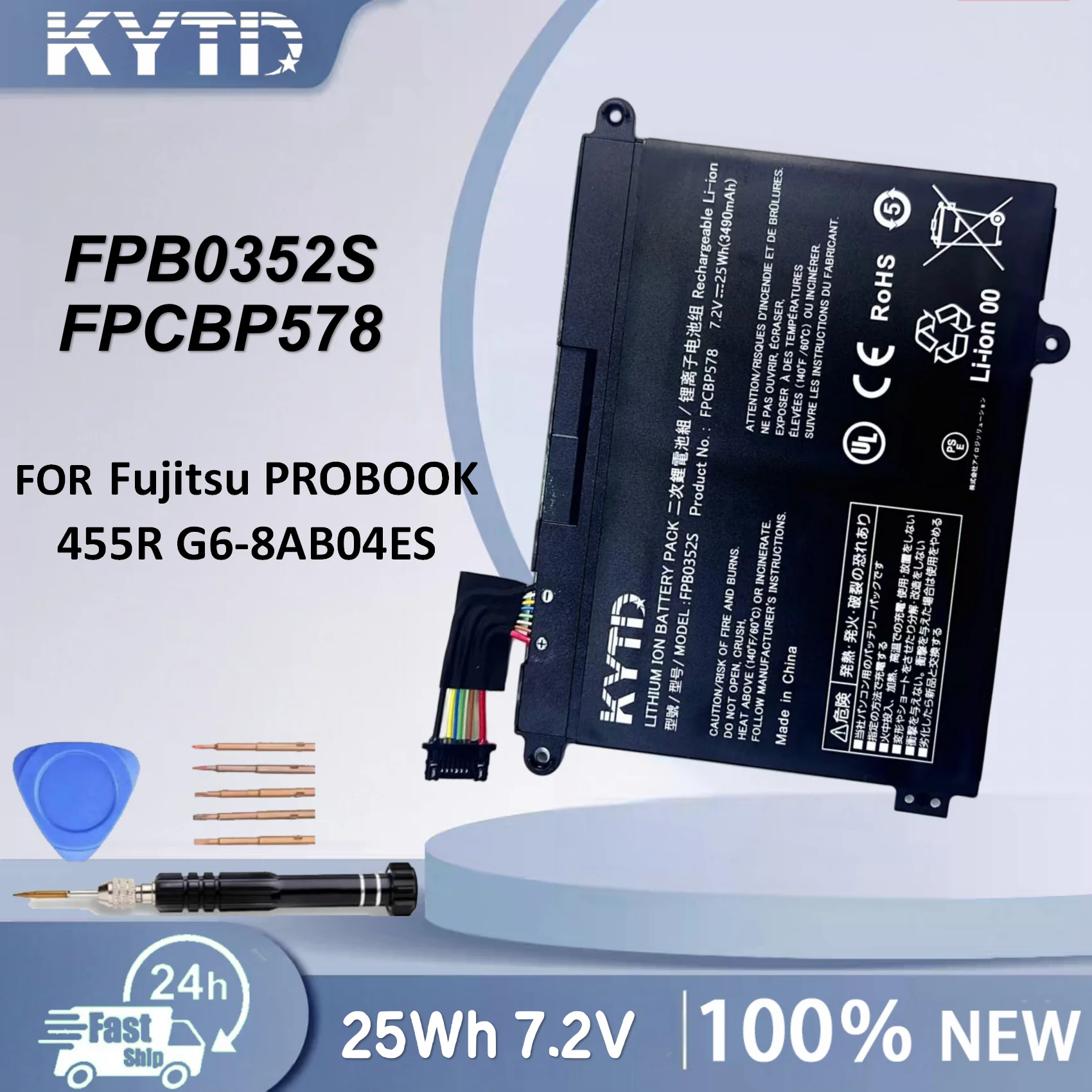 KYTD Laptop Battery For Fujitsu Lifebook U9311 U9311X TH77/E3 Series FPCBP578 FPB0353S 7.2V 25Wh 3490mAh