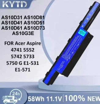 KYTD AS10D31 Laptop Battery For Acer 5742 4551G 4741G 5560G 5741G 5742G 5750G 7750G 7760G AS10D51 AS10D71 AS10D81 AS10D73 11.1V