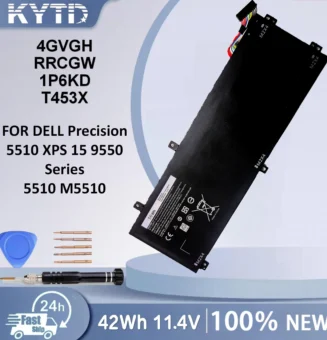 KYTD New 4GVGH RRCGW Laptop Battery for DELL Precision 5510 XPS 15 9550 Series 1P6KD T453X Free Tools
