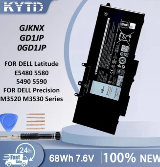 KYTD GJKNX Laptop Battery For DELL Latitude E5480 5580 5490 5590 For DELL Precision M3520 M3530 Series GD1JP 7.6V 68WH