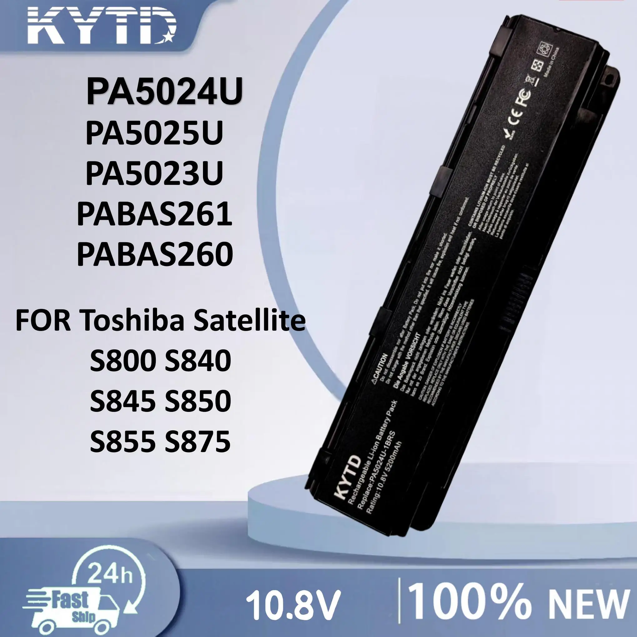 KYTD PA5024U Laptop Battery For Toshiba Satellite C800 C850 C870 L800 L830 L840 L850 L870 PA5025U PA5024U-1BRS PABAS260