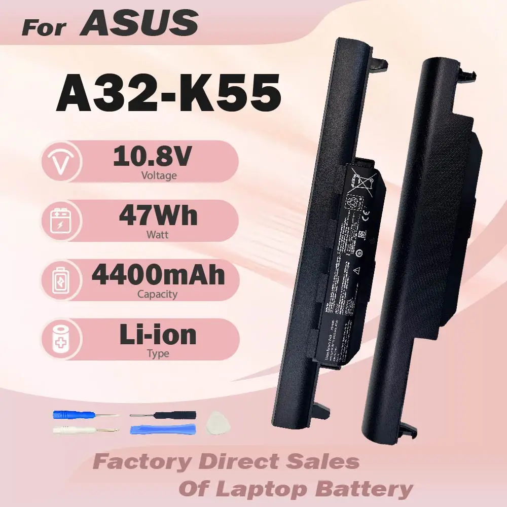 A41-K55 A33-K55 A32-K55 Battery For Asus A45 A45D A45N A45V A55 A55A A55D A55N A55V A75 A75A A75D A75V K45 K55 K75 R400