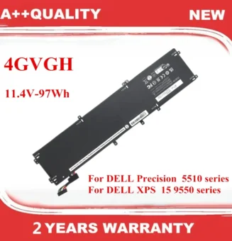 New 4GVGH Laptop Battery For DELL Precision 5510 XPS 15 9550 series P56F 1P6KD T453X RRCGW 11.4V-97Wh