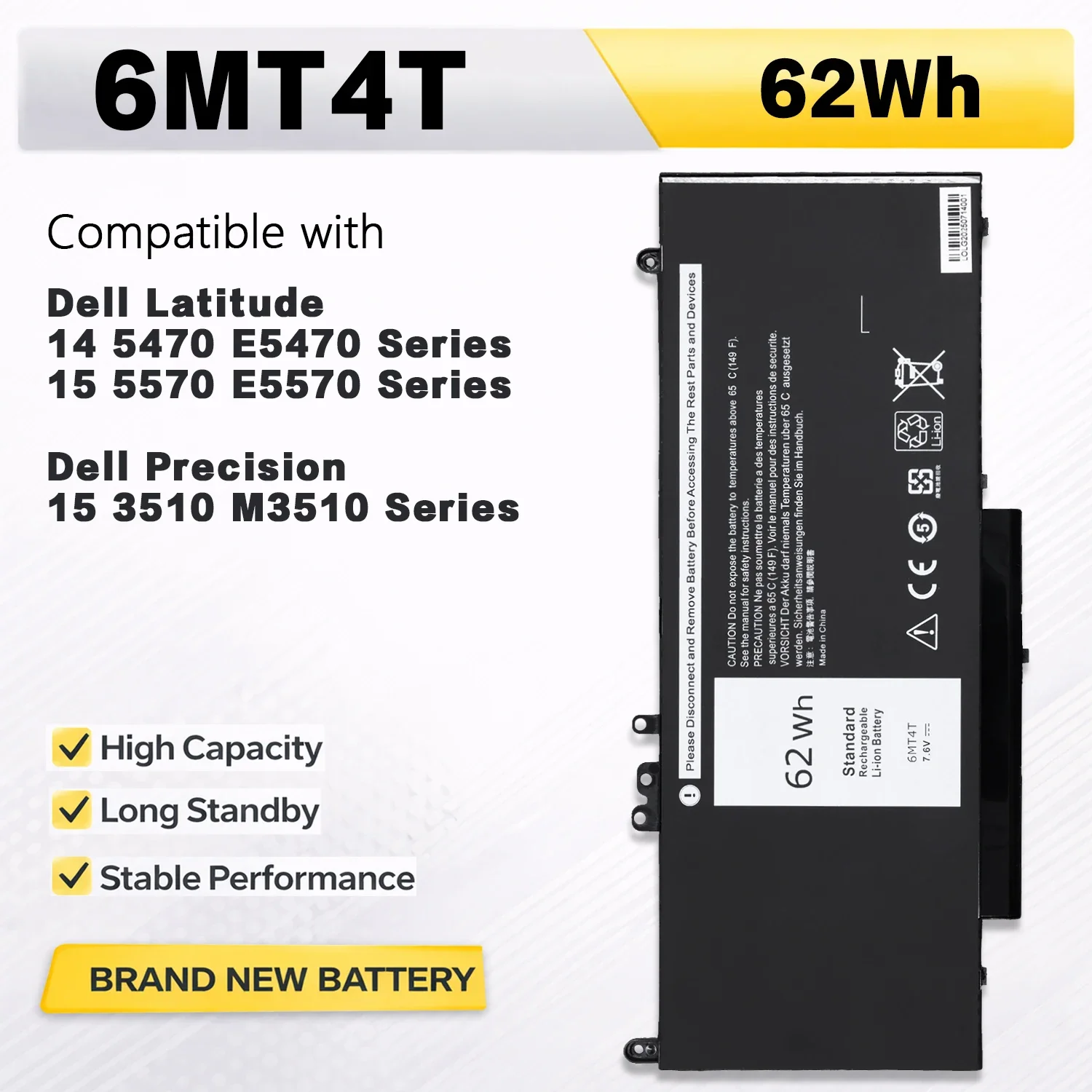 PowerHub 6MT4T Battery E5470 E5570 For Dell Latitude 14 5470 15 5570 Precision 15 3510 M3510 Series 7V69Y TXF9M 79VRK HK6DV