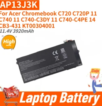 100% New AP13J3K High Quality Laptop Battery 11.4V 3920mAh For Acer Chromebook C720 C740-C4PE 14 CB3-431 KT00304001