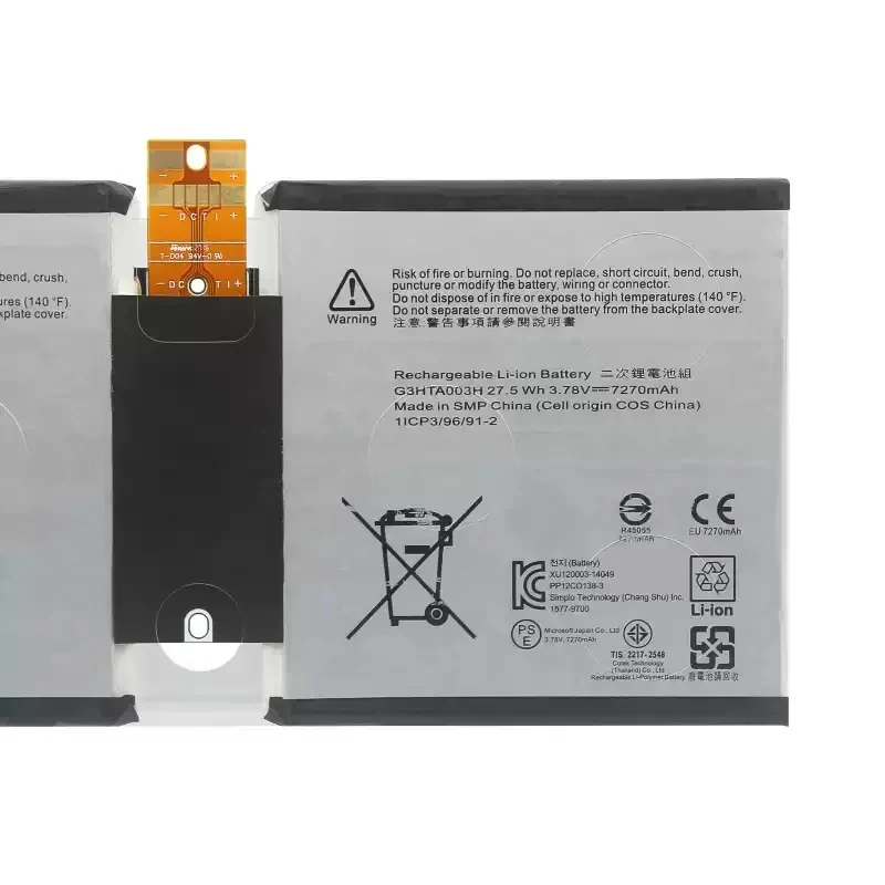G3HTA007H G3HTA003H Battery For Microsoft Surface 3 1645 1657 Series Tablet PC 1ICP3/96/91-2 3.78V 7270mAh 27.5WHAh
