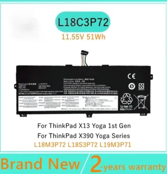 L18L3P72 Laptop Battery for Lenovo ThinkPad X390 Yoga X13 Yoga 1st Gen (2020) Series L18M3P72 L18S3P72 L19M3P71 02DL022