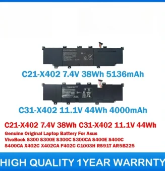C21-X402 7.4V 38Wh C31-X402 11.1V 44Wh Genuine Original Laptop Battery For Asus VivoBook S300 S300E S300C S300CA S400E C1003H