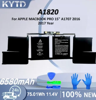 KYTD A1820 Laptop Battery For APPLE MACBOOK PRO 15" A1707 2016 2017 Year 11.4V 6580mAh 75.01WH Free Tools