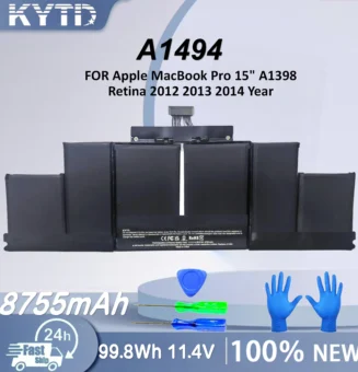 KYTD A1494 Laptop Battery for Apple MacBook Pro 15" A1398 Retina 2012 2013 2014 Year Free Tools 500+ Cycles Fast Ship