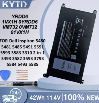 KYTD YRDD6 Battery for DELL Inspiron 5482 5480 5481 5485 5491 5591 5593 3583 3310 2-in-1 3493 3582 3593 3793 5584 5493
